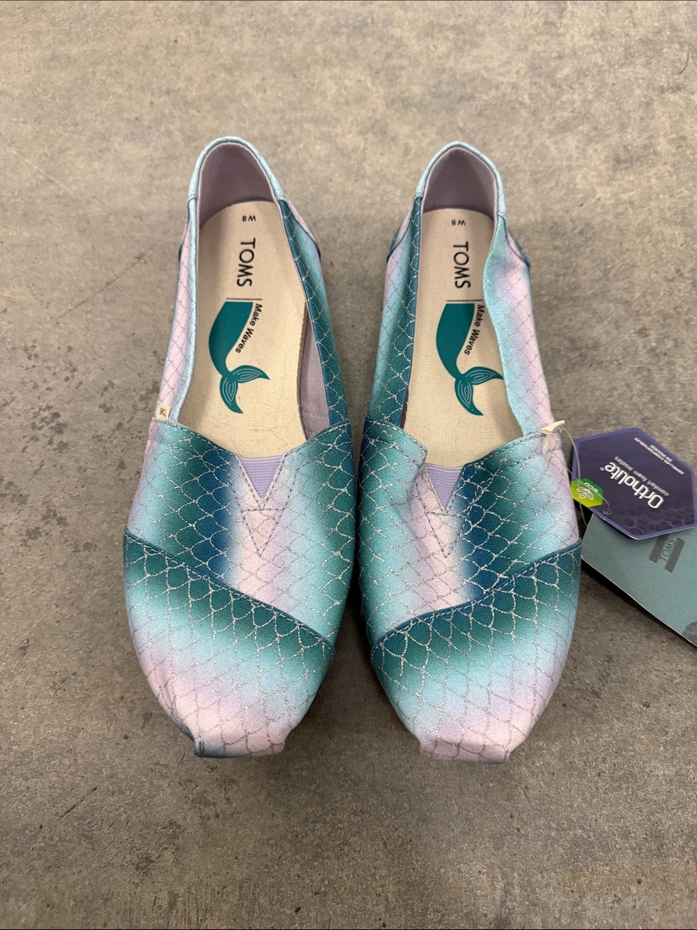 Toms Mermaid-Scale Slip-On Flats - Teal & Pink Ombre